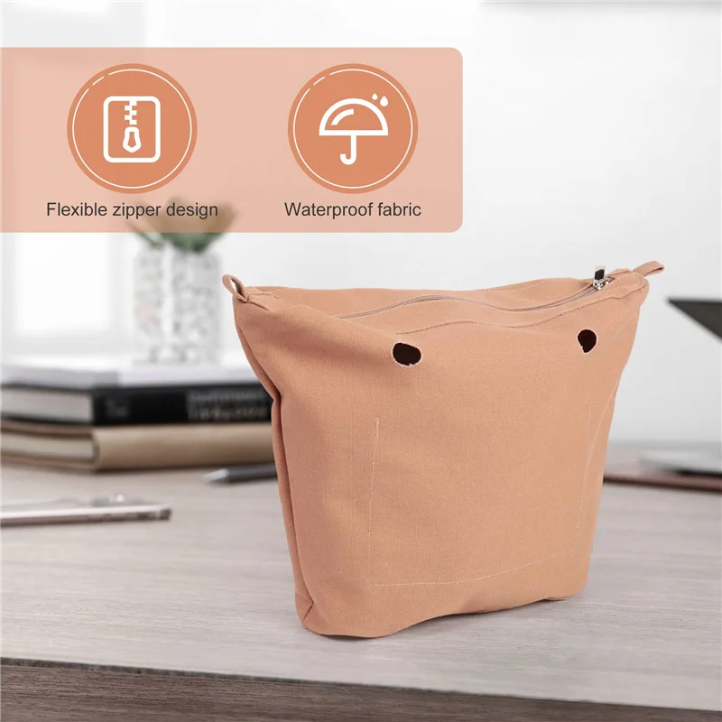 A63M-Waterproof Solid Canvas Insert Inner Lining Insert Zipper Pocket For Obag O Bag Handbag Bag view 2
