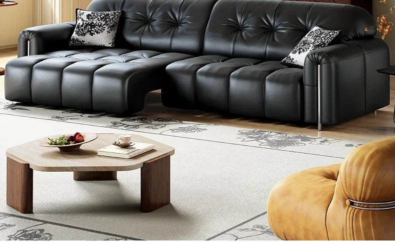 

Электрический телескопический диван-кровать во французском стиле в средневековом стиле из воловьей кожи, удобный двойного назначения