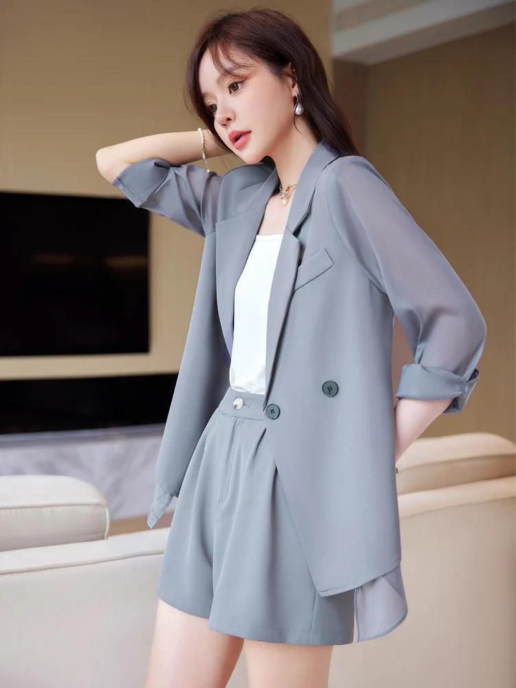 

Fashion Suit Women's Summer Thin2024New Small Loose Casual Summer Shorts Sun Protection Suit Suit