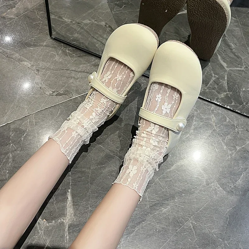 2024 Autumn New Barefoot PU Ballet Shoes for Women Flat Bottom Comfortable Soft Bottom Scattered Wide Toe Box Lightweight