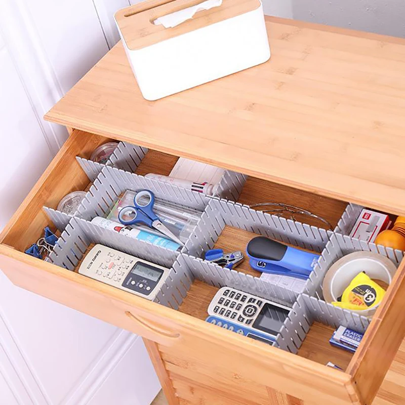 4 PCS Drawer Organiser Divider Adjustable Free Combination Organiser Compartment Divider Lingerie Sock Divider Plastic Plate