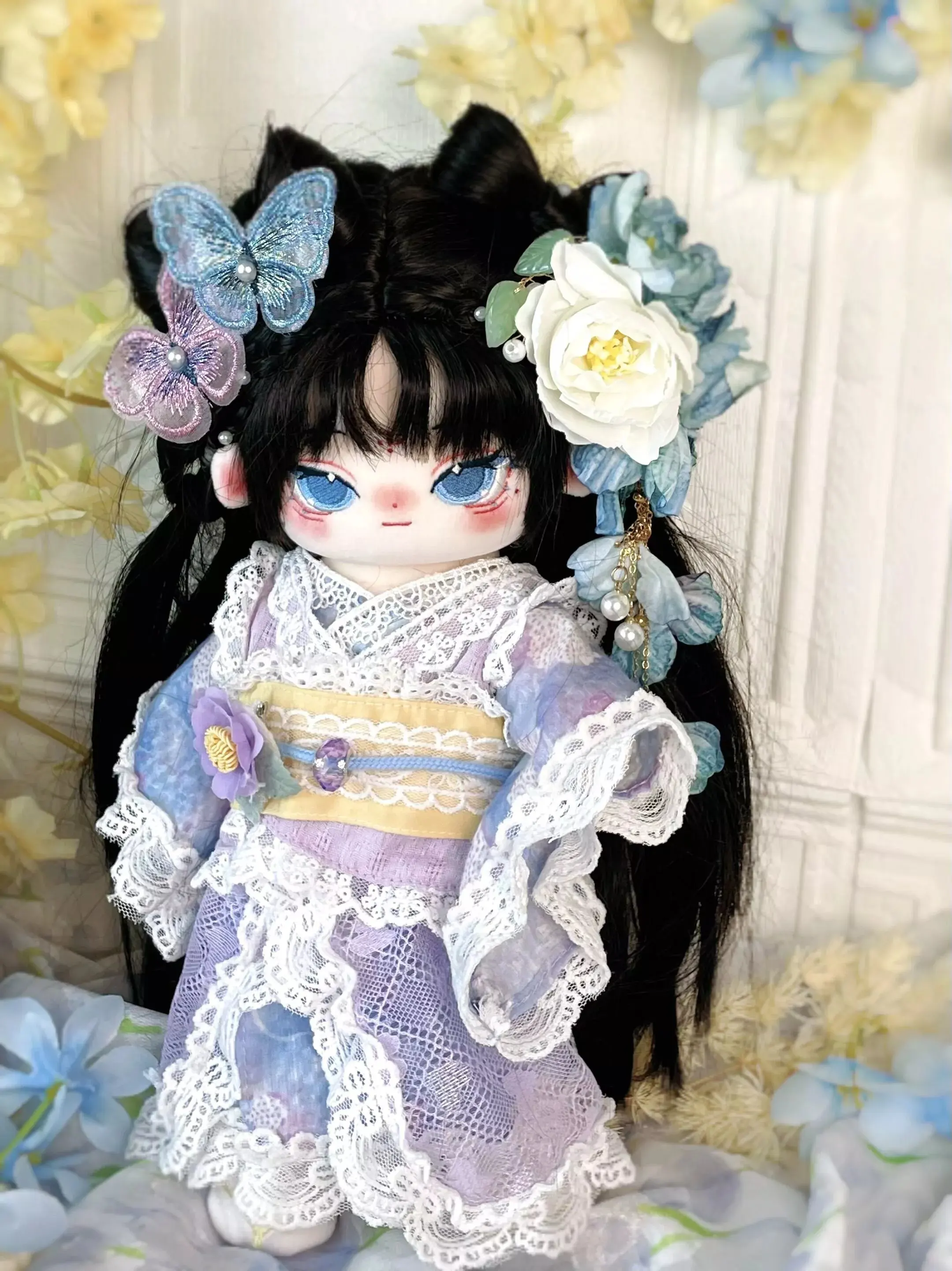 30cm Doll Clothes Kawaii Fashion Kimono Haori Purple Sweet Dress Suit Stuffed Plushies Plush Doll Accessories Anime Toy Kids Gif