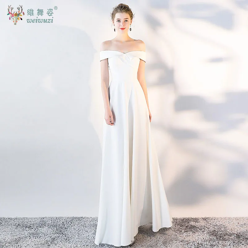 

Атласные вечерние платья длиной до щиколотки, эластичное трапециевидное платье для свадьбы, дня рождения, вечера, с боковыми рукавами, с открытыми плечами, с V-образным вырезом