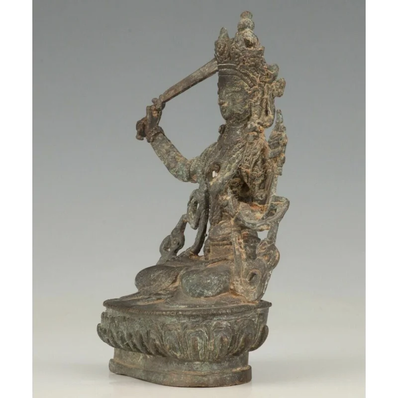 Antique Old earth Copper Bronze Manjushri Buddha boddhisattva statues