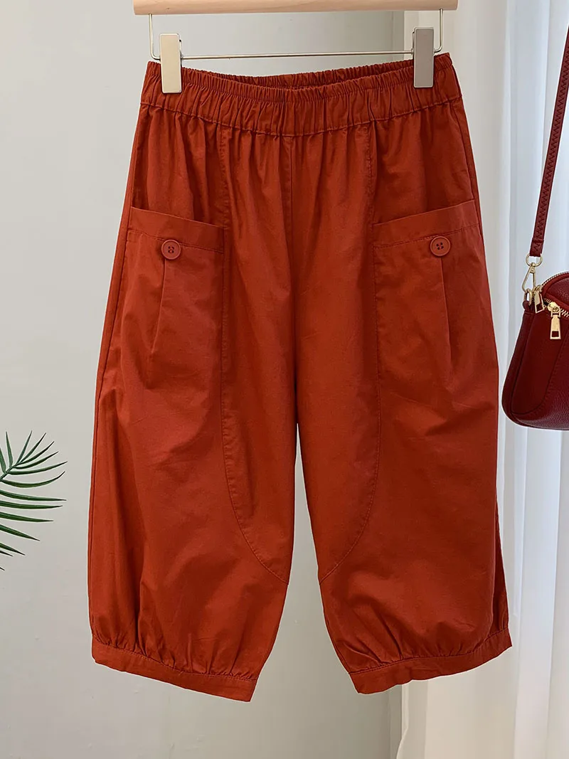 2025年夏 レディース 純綿 カジュアルパンツ ルーズ 薄手 ストレートパンツ 無地 多用途 トレンド トラウザーズ