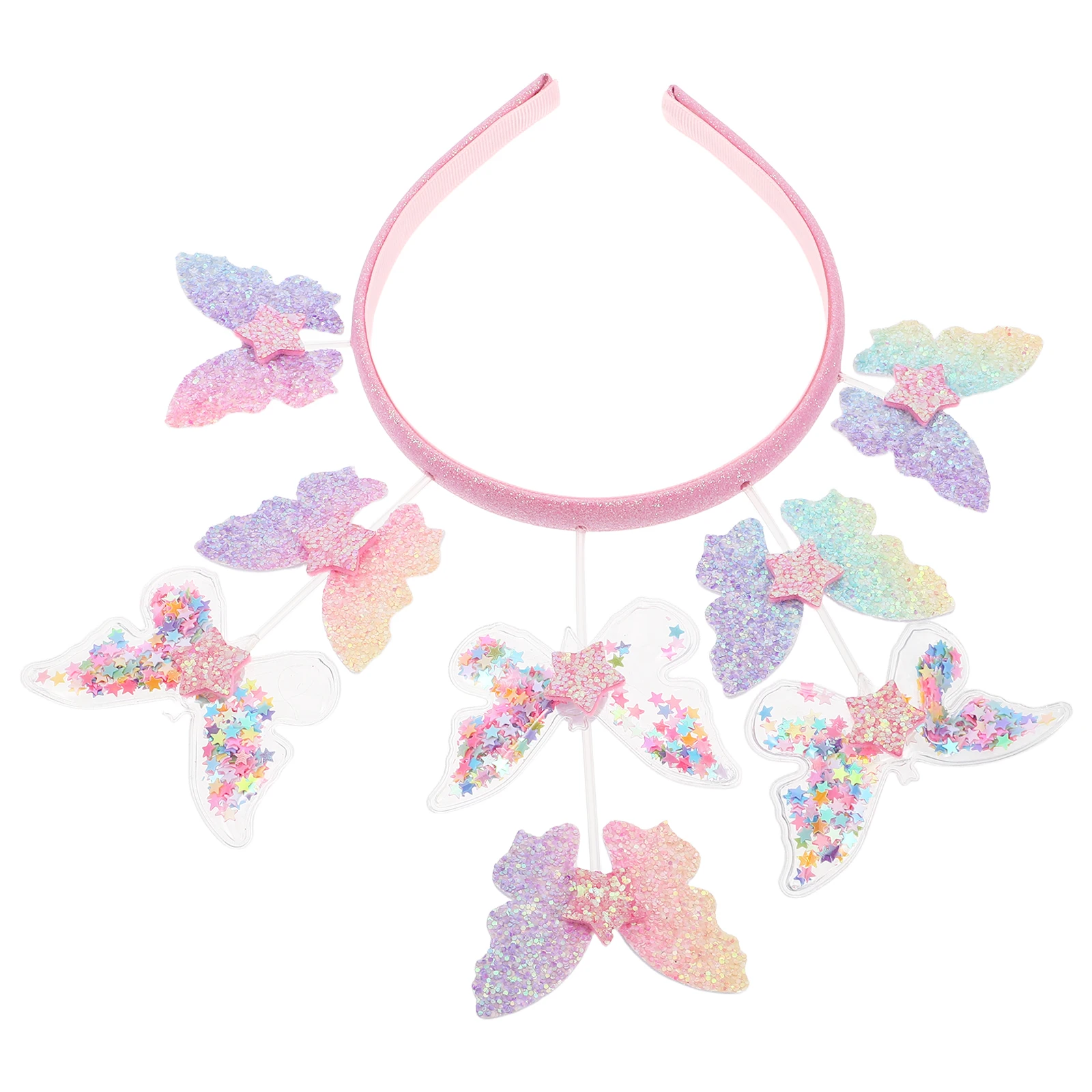 

Градиентная блестящая повязка на голову с бабочкой, легкий милый блестящий обруч для волос для фестивалей, вечеринок, детей, аксессуары для волос для девочек