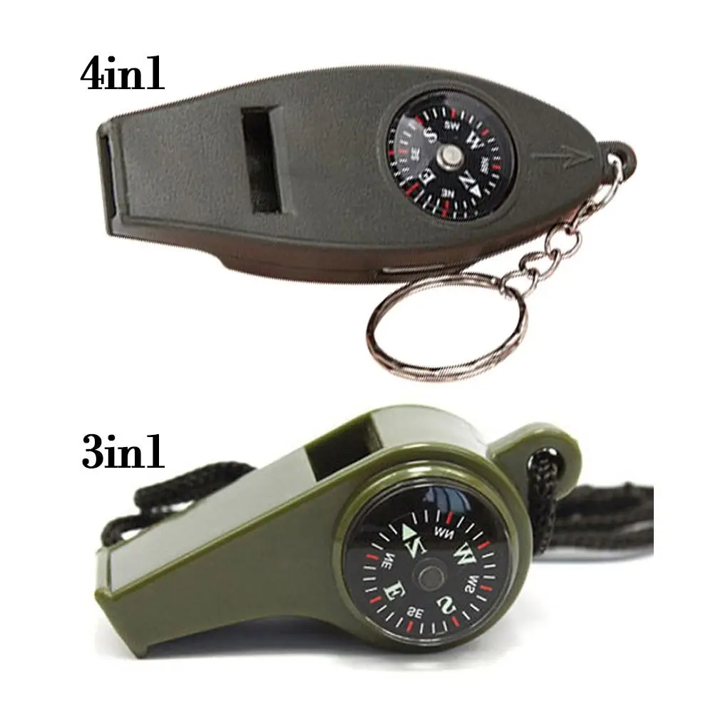 Multifunction 3 In 1/4 In 1 Temperature Mini Compass Whistle Navigation Carabiner Outdoor Camping Hiking Survival Tool Accessory