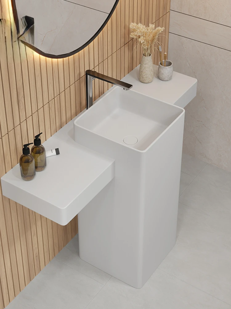 Artificial Stone Washbasin Bathroom Pedestal Basin Integrated Floor Hotel Wash Basin Customization