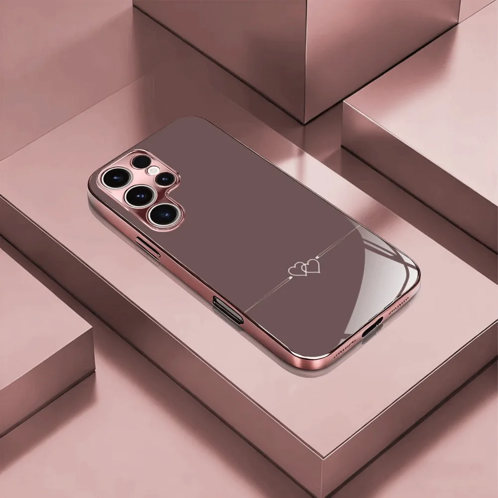 Image of Rosa gemusterte Glas-Handyhülle geeignet für Samsung Galaxy S26 S25 S24 S23 S22 S20 FE/Ultra/Plus, stoßfeste Rückabdeckung