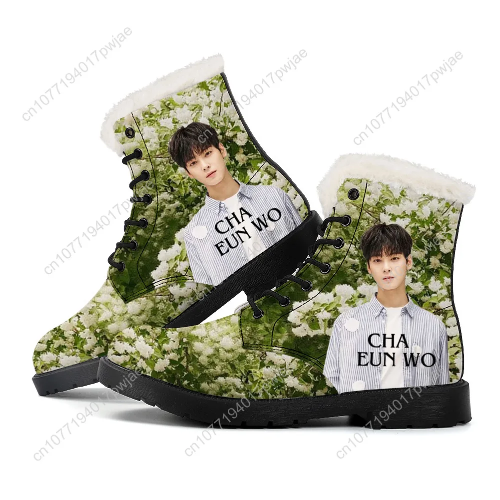 

KPOP Cha EunWoo Plush Boots Mens Womens Teenager Shoes Outdoor Casual Boot Light Couple High quality Customize Boots