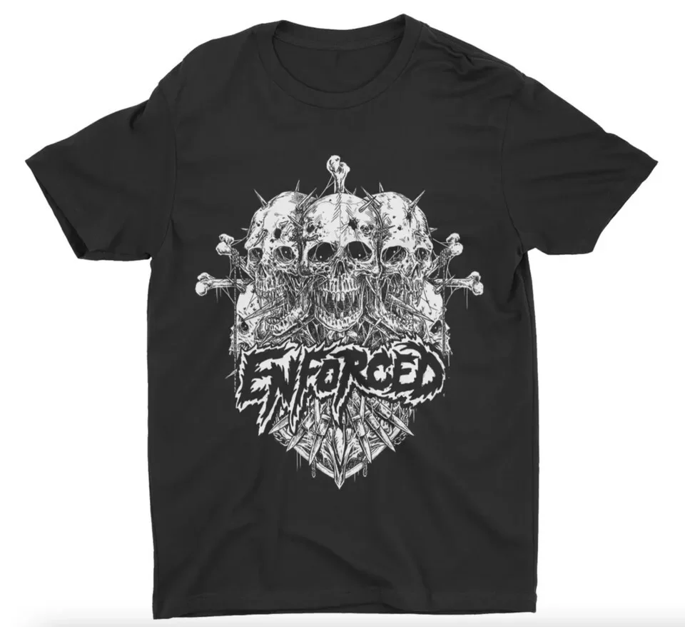 Enforced Band Skull Heavy Cotton Unisex Black Shirt