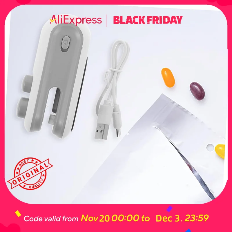 Mini sellador de corte y sellado 2 en 1: fácil operación con botón, seguridad anticorte, conservación de frescura de aperitivos para uso doméstico