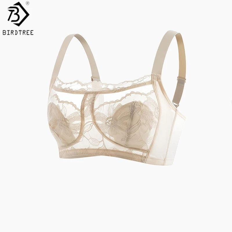 

Бюстгальтер Birdtree, бесшовный, из 100% натурального шелка с кружевом, женский, без косточек, нижнее белье, французский стиль, здоровый образ жизни, новинка весны 2026, A61602JF