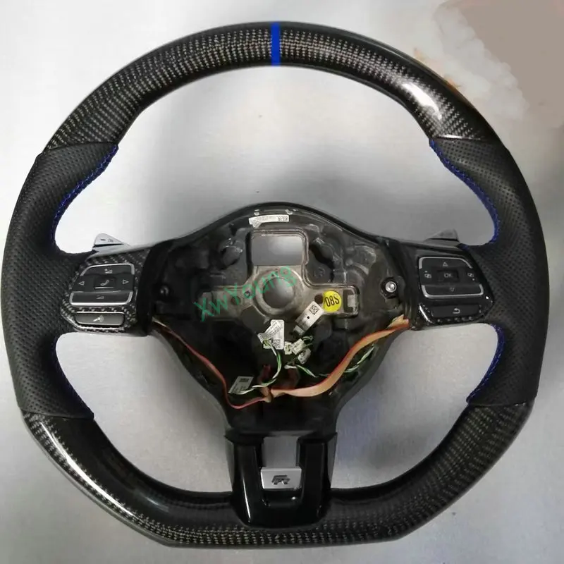 For VW Volkswagen GTI R Golf 6 Scirocco Passat CC Magotan Tiguan SAGITAR 100% Real Carbon Fiber Steering Wheel With Leather