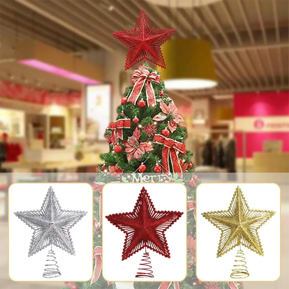 شجرة عيد الميلاد توبر نجمة بريق البلاستيك خمس نقاط ديكور احتفالي عطلة شجرة زخرفة تألق الطرف الديكور #3