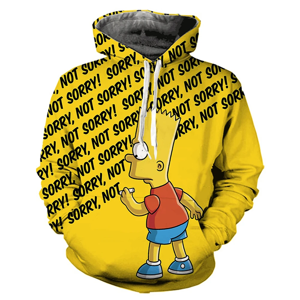 MINISO Simpsons Hoodies Cartoon Anime Simpson 3D Print Men Women Fashion Oversized Sweatshirt Hoodie Kids Pullover Tops Clothing