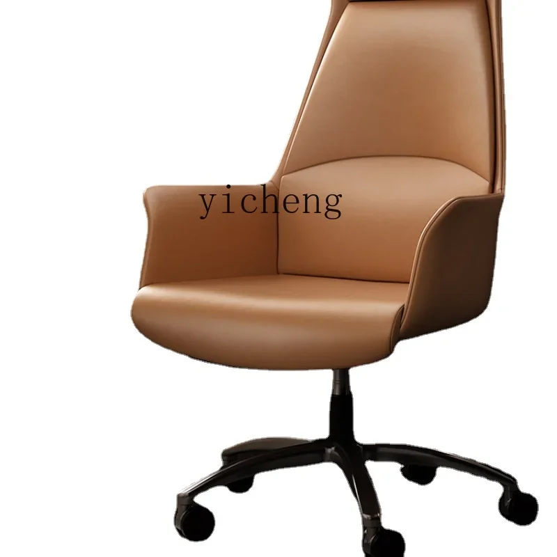 Zf Genuine Leather Executive Chair Home Computer Office Chair Ergonomic Comfortable Long Sitting Office Seating