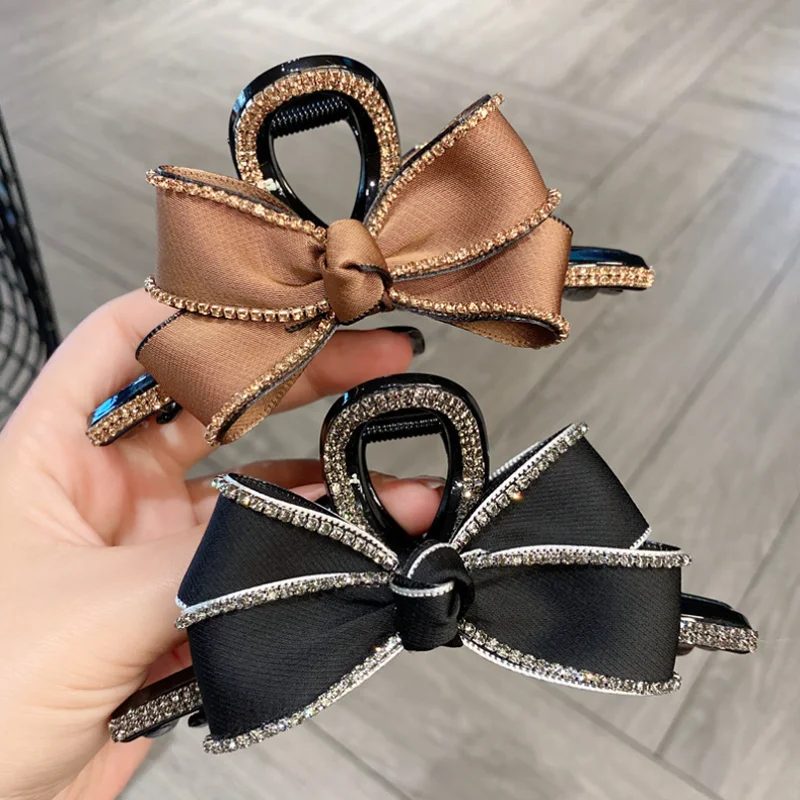 

Double Layer Rhinestone Bow Hair Clip Hairpin for Women Back Head Hair Claws Headband Women Shark Clip Hair Accessory