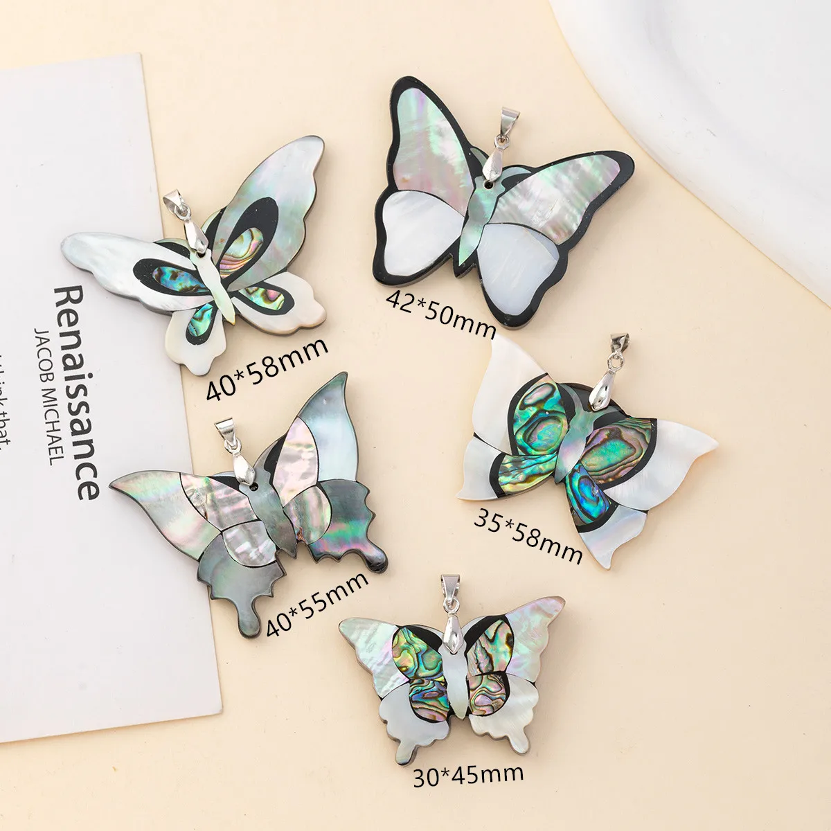 55x30mm Butterfly-Shaped Animal Pendant Natural Shell Semi-Finished Charms for Jewelry Making DIY Necklace Earrings Accessories