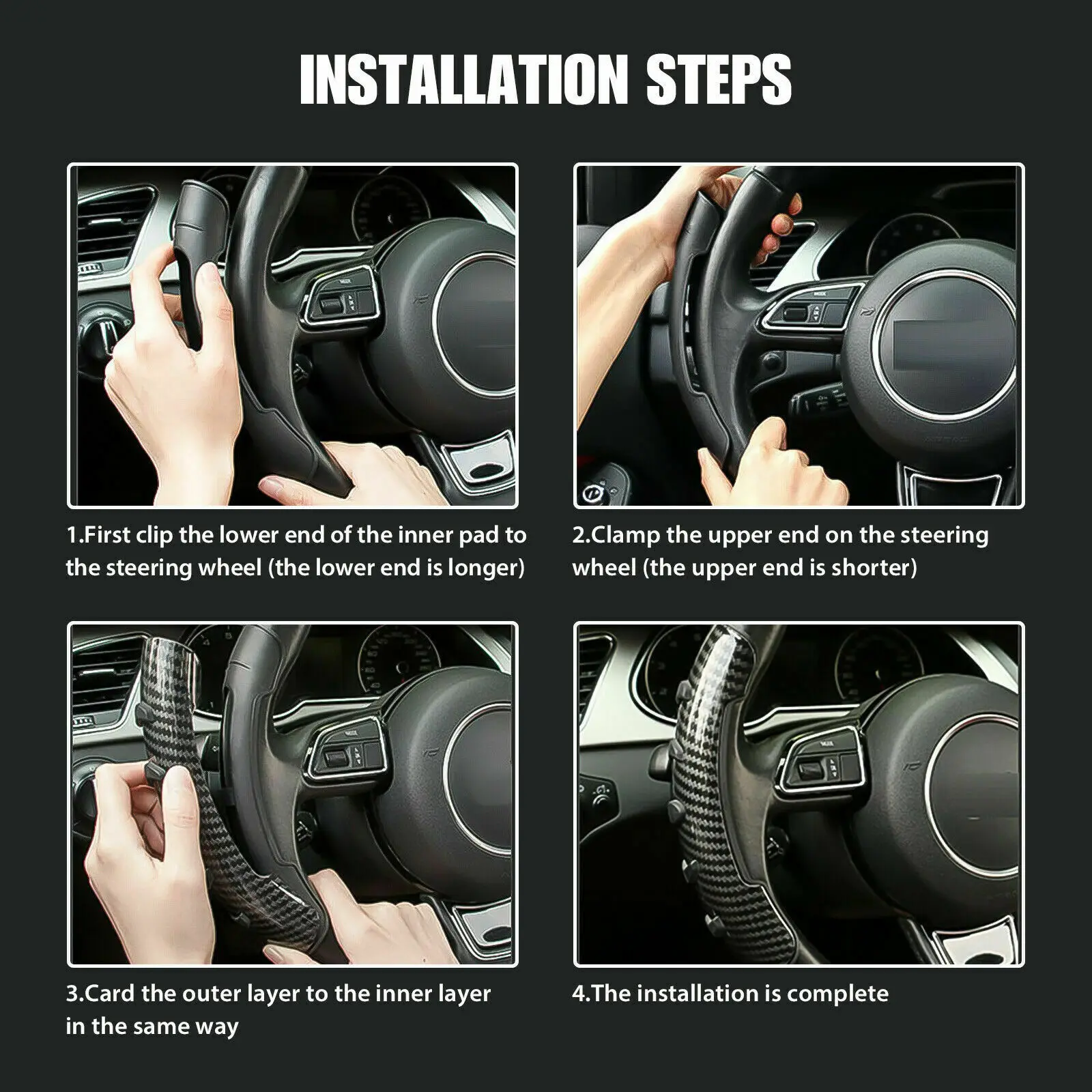 Auto Lenkrad Grip Carbon Faser Auto Anti-skid Lenkrad Abdeckung Schutz Universal Non Slip Auto Rad Fall 2PCS – Detail 5
