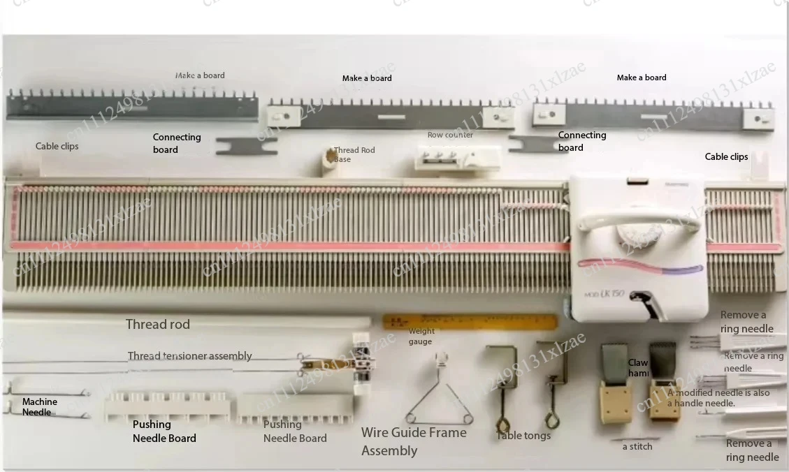LK150 Mid-Gauge Knitting Machine 6.5mm 150 Stitches, Household Plastic Silver Reed Flat Knitter Kit with Needles & Parts