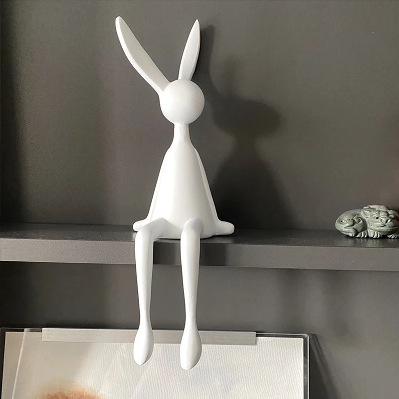 Home Decoration Accessories Living Room Bedroom Coffee Table Cabinet Book Corner Animal Sculpture Modern Cartoon Rabbit Statue