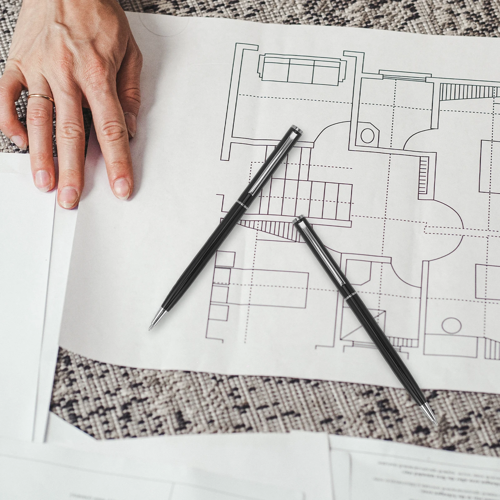 

5Pcs Business Rotary Ballpoint Pen Metal Retractable Design Smooth No-Skip Ink Quick-Dry Refillable for Professional Use