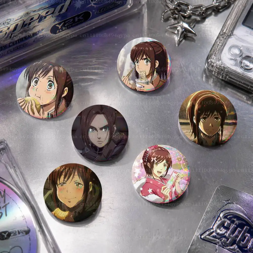 Sasha A-Attack On Titan Pin Buttons Round Badge for Clothes Bags Hats Pins Accessories Backpacks Tote Bags Outfit Decor