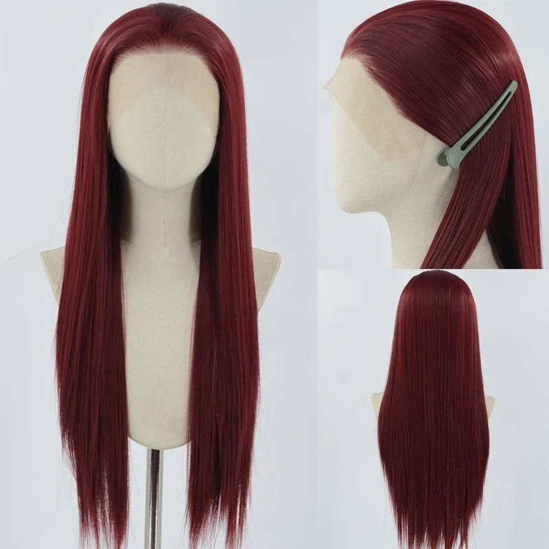 Multiple Shades Red Orange Hand Tied Lace Front Wig Blank, High Temp Fiber Wig, Versatile Cosplay Hairpiece for Party Styling