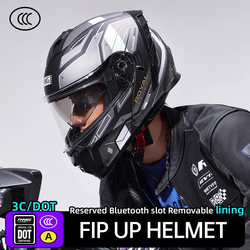 2026 Men and Women 3C Certified DOT ABS Full Face Motorcycle Helmet Double Lens Four Seasons Safety Cool Riding Head Cover