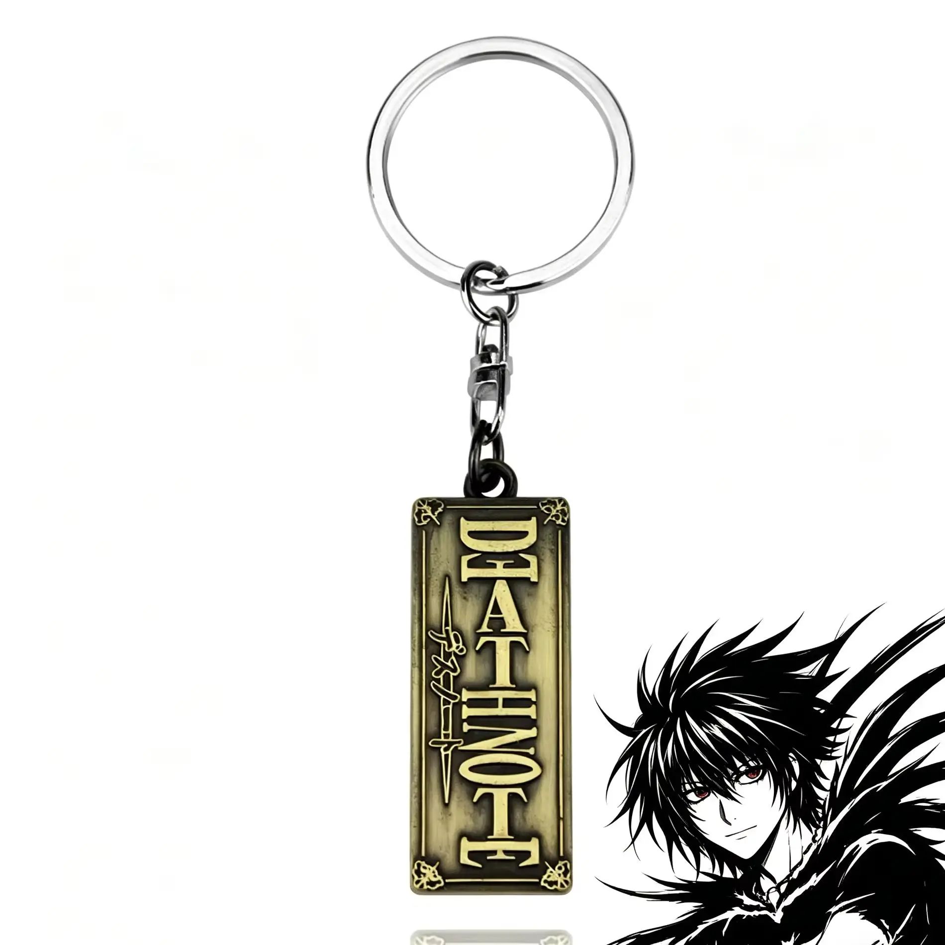 Llavero Metálico de Anime Death Note, Colgante Retro de Bronce, Anillo para Llaves, Accesorio para Bolsos, Regalo para Fans