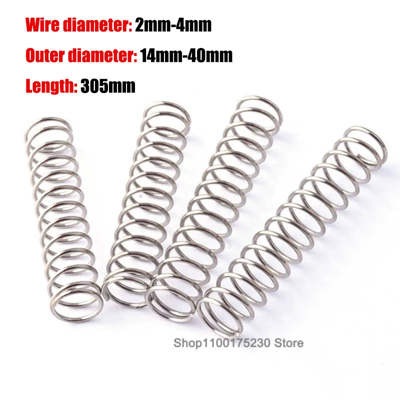 

1Pcs Wire Diameter 2/2.5/3/4mm 304 Stainless Steel Compression Spring Reture Spring Y-type Coil Pressure Springs Length 305mm