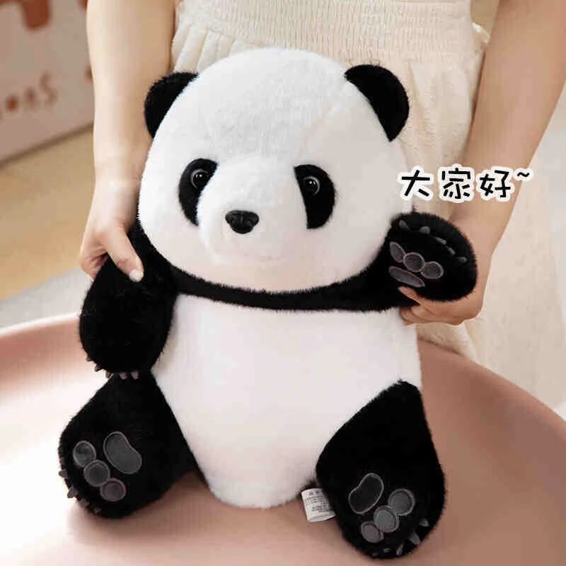 Puszysta panda HuaHua imitacja pluszowa lalka Kawaii miękkie zwierzę pluszowa poduszka do spania dla dziewczynek urodziny prezent na boże narodzenie Home Decor