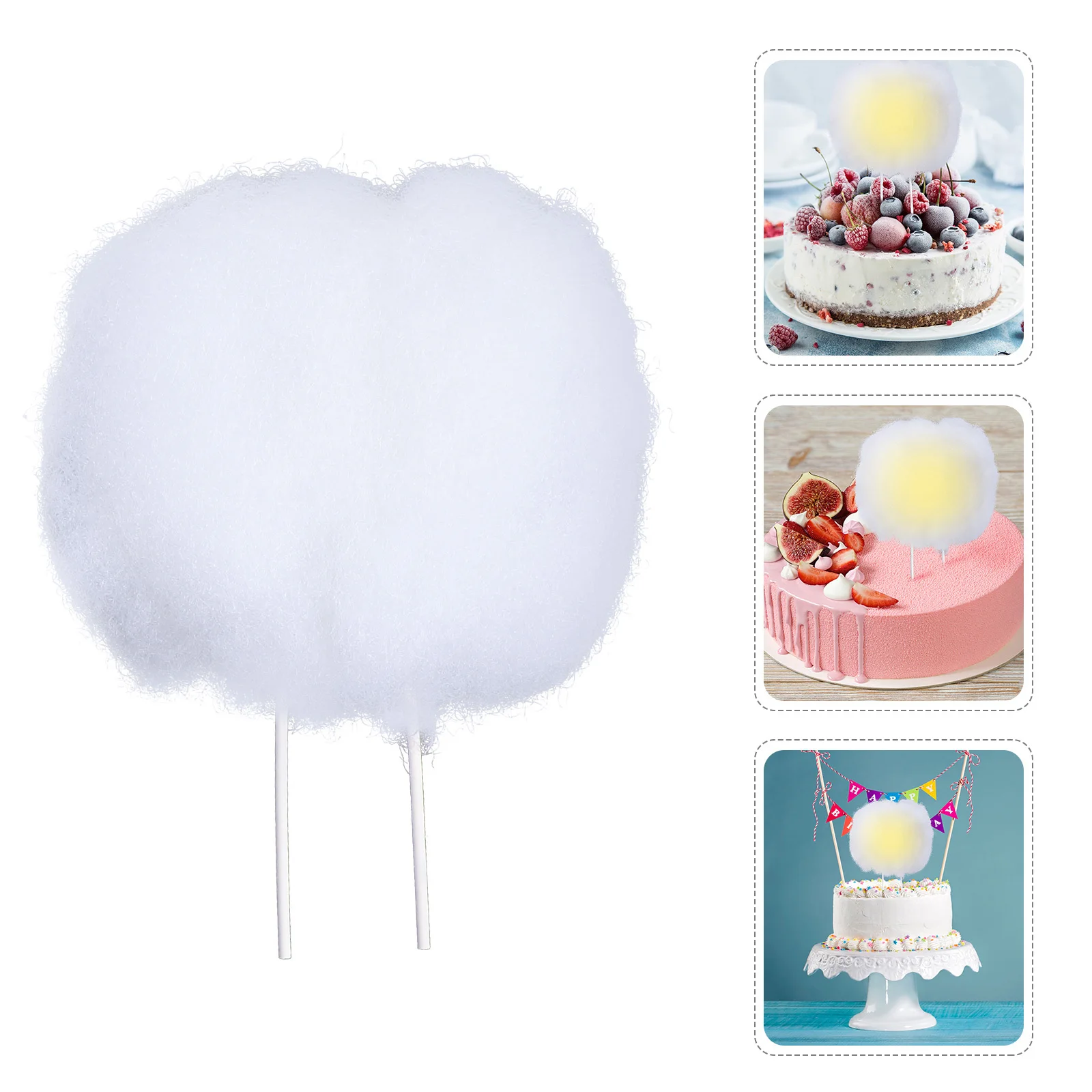 

2Pcs 3D LED Cloud Cake Picks Birthday Cake Insert Decor Creative Dessert Toppers Party Accessories LED Topper Dessert Toppers