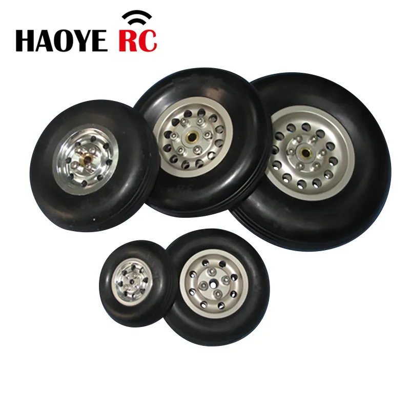 Haoye 1 Pc Aluminum Hub Rubber Wheel Landing Gear Wheels Tires Tyre For RC Airplane Replacement Accessory