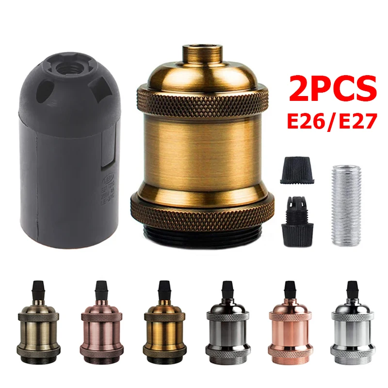 2pcs Retro Lamp Holder Edison Screw Lamp Holder E27/E26 Bulb Holder DIY Ring Lamp Holder