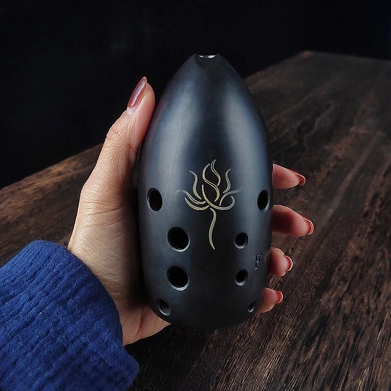 10 Holes Ocarina Double Chamber F Tone Xun Professional Portable Pottery Flute Adult Beginners Performance Orff Instruments