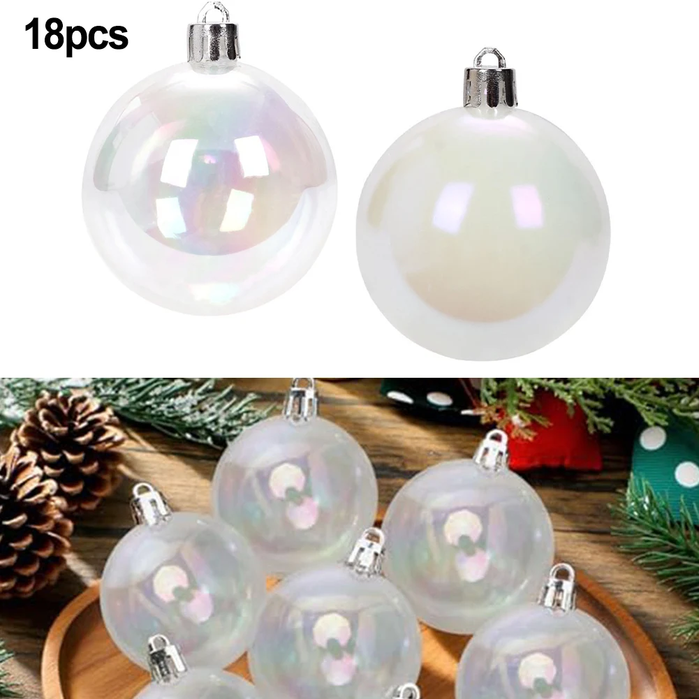 Conjunto de bolas de ornamento de plástico iridescentes de 18 peças para Halloween e Natal com refração de luz e efeitos de bolha