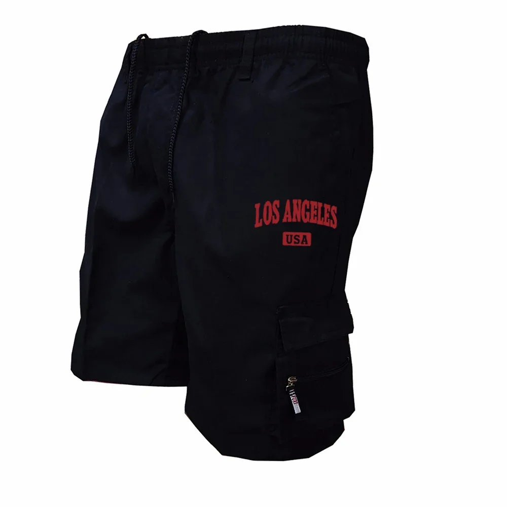 Outdoor Cargo-Shorts, Herren-Overall, Shorts mit elastischem Bund, Radlerhose, Shorts mit mehreren Taschen, lockere Arbeitshose, Strand- und Sportshorts, bedruckte Hose. – Detail 4