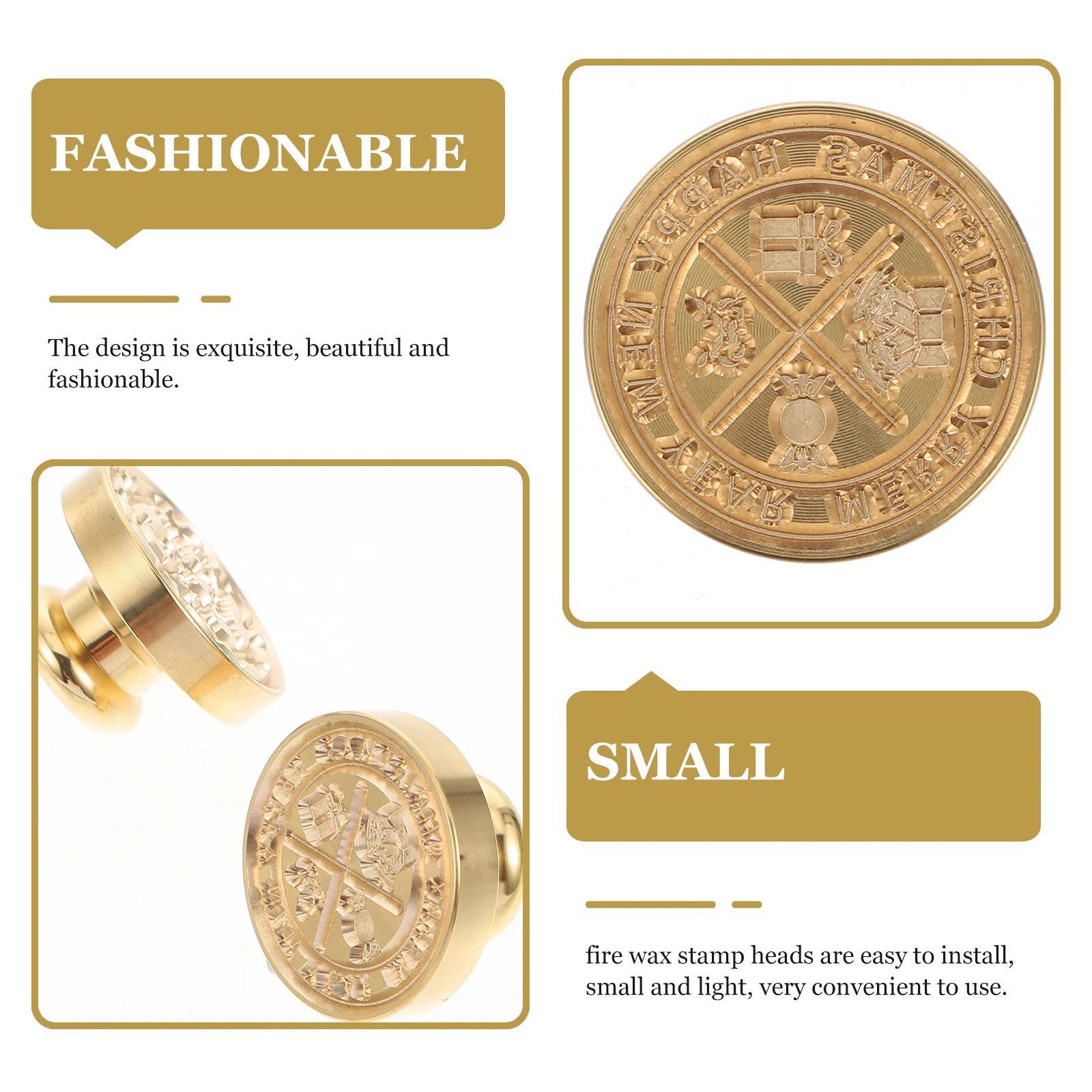 

2Pcs Fire Wax Seal Stamp Heads Durable Copper Alloy Christmas Style Envelope Stamps Unique Gift Shiny NonStick