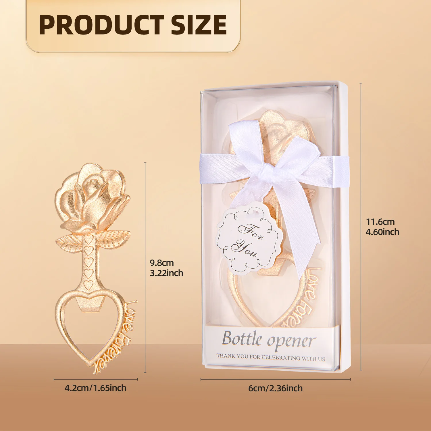 100Pcs Love Forever Rose Bottle Openers for Bridal Shower Favors or Wedding Gifts Souvenirs for Guests with Gift Box