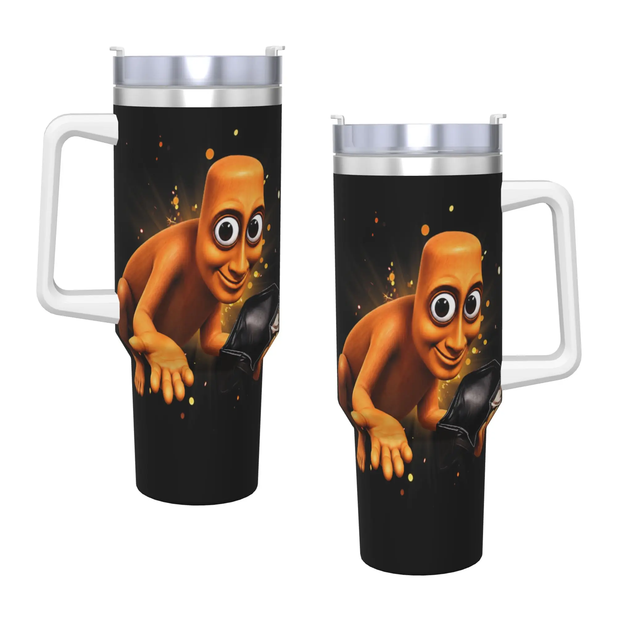 Funny Tung Tung Sahur Empty Wallet Brainrot Meme Stainless Steel Tumbler  Travel Thermal Cups With Straws Large Mugs Cup