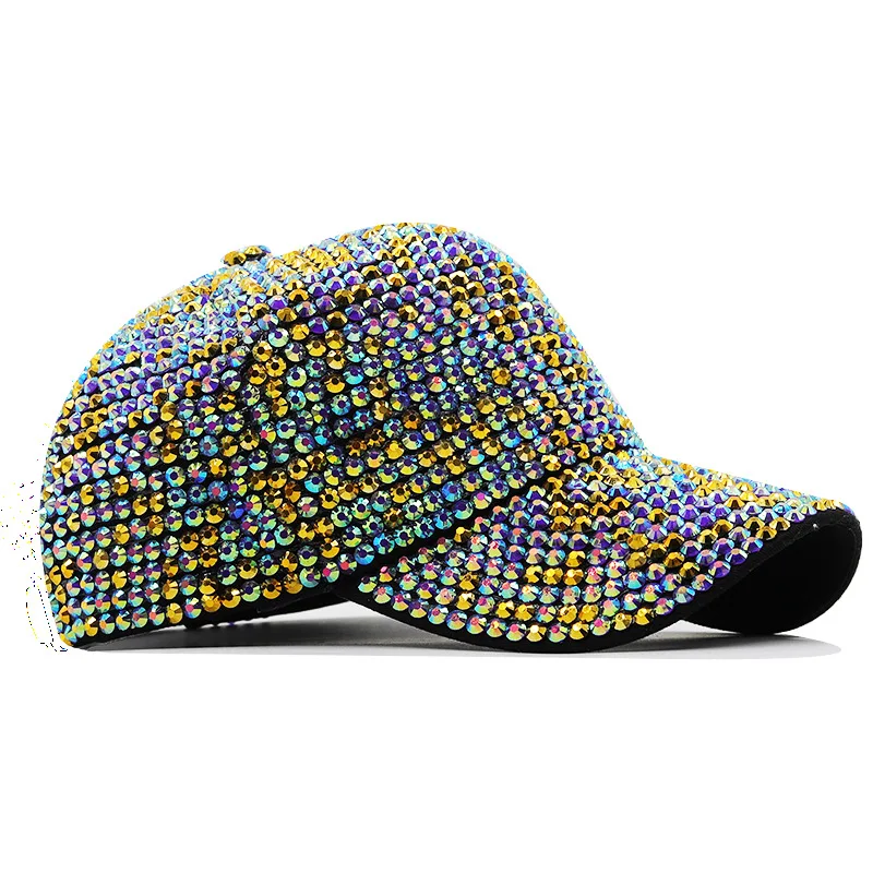 Spring Summer New Fashion Full Diamond Cloth Cap Baseball Shade Outdoor Sun Show  Ladies Hip Hop Men Women Cool