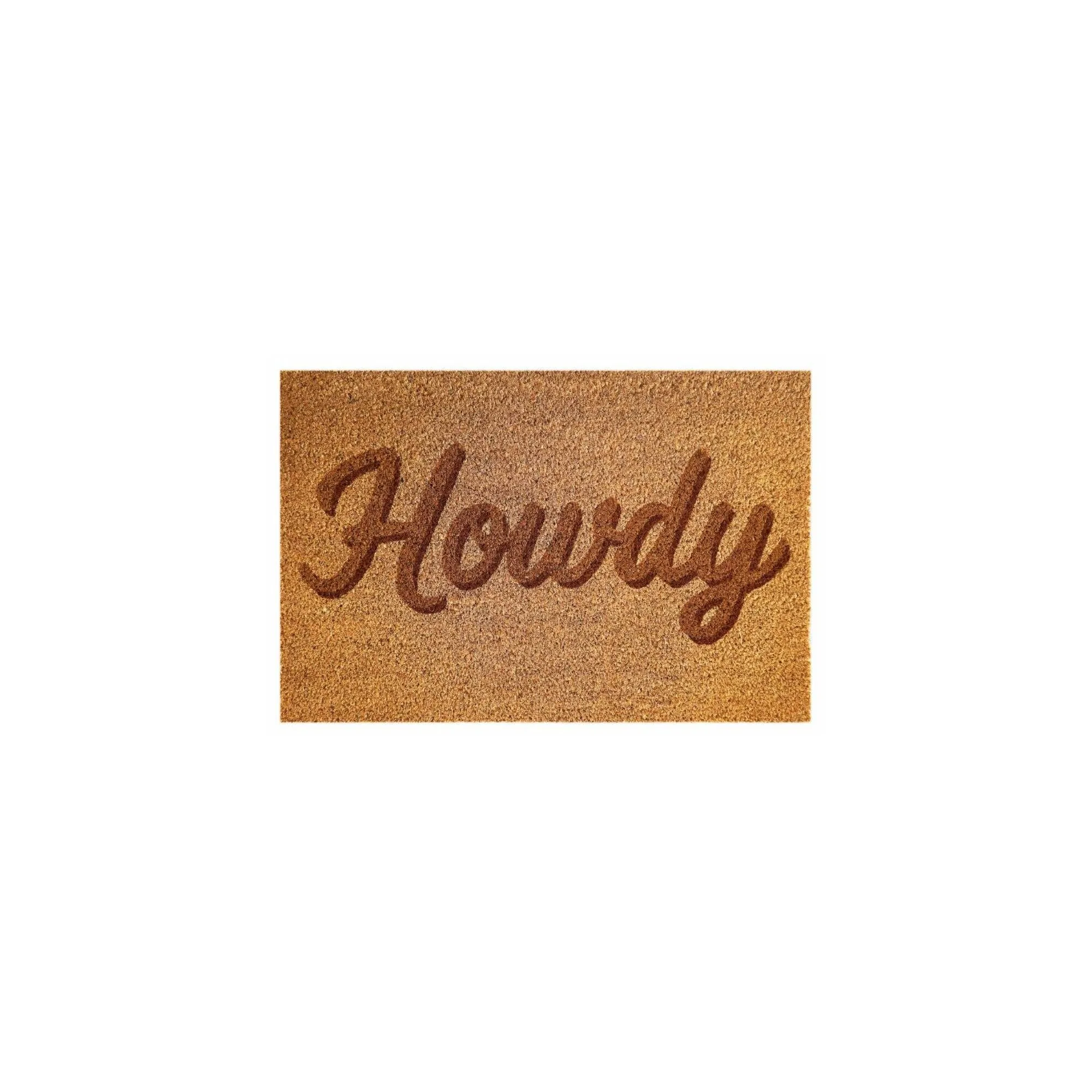 Howdy Coir Doormat Natural Fiber Entry Rug For Front Door Patio Porch Farmhouse Decor Non Slip Backing