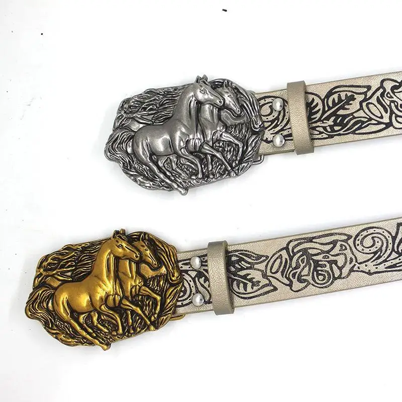 مزدوج الحصان الرجعية حزام معدني مشبك قبعات رعاة البقر الغربية حبل مشبك ملحق للجنسين مشبك ناعم