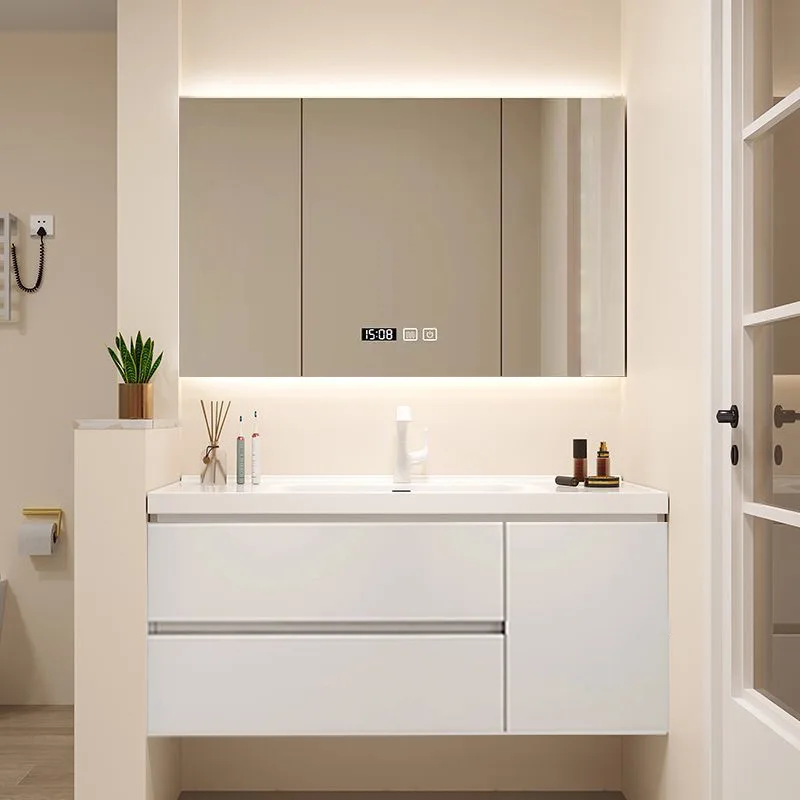 

Internet celebrity bathroom cabinet light luxury white ceramic integrated basin washstand intelligent beauty washbasin washbasin