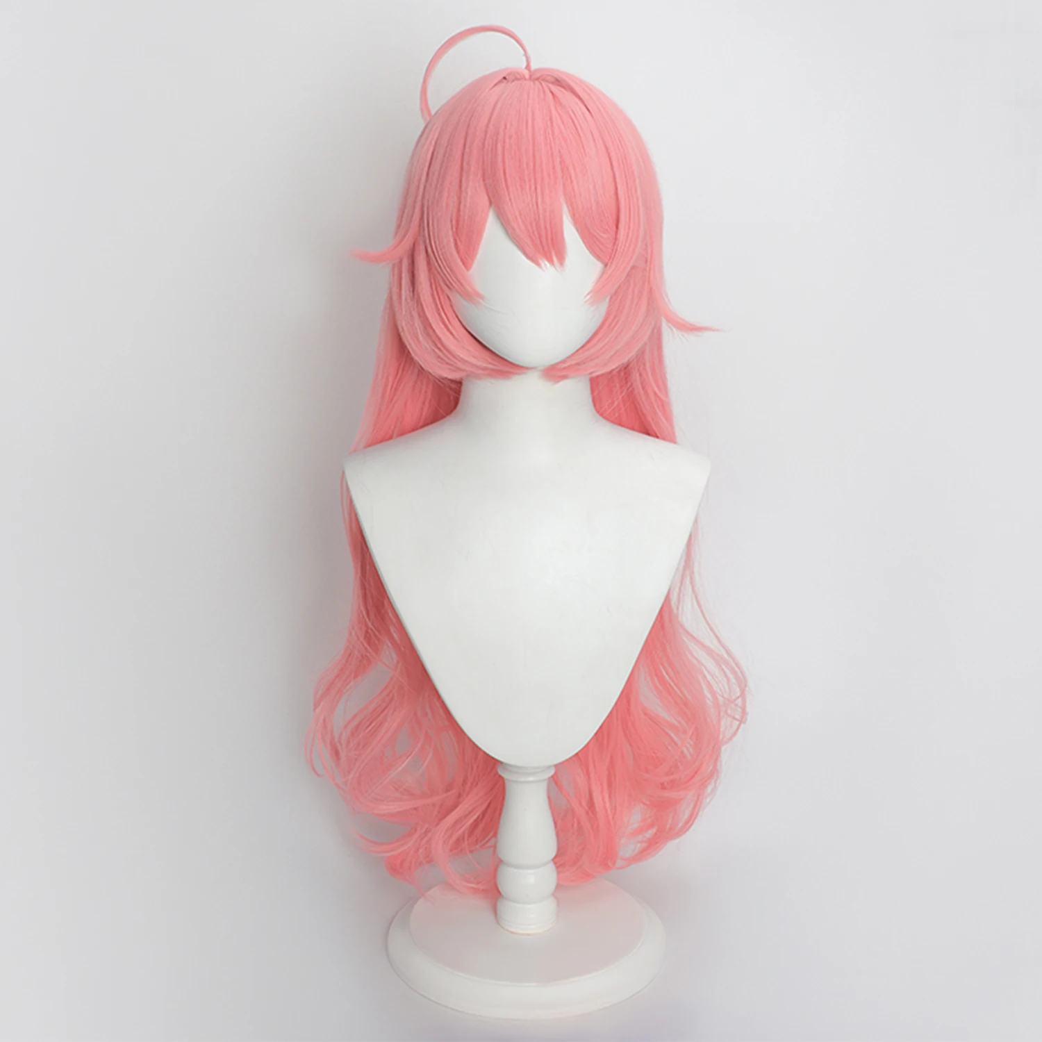 Anime Cosplay Wig Pink Long Curly Hair Heat Resistant Synthetic Wig for Game Character Cos Halloween Party