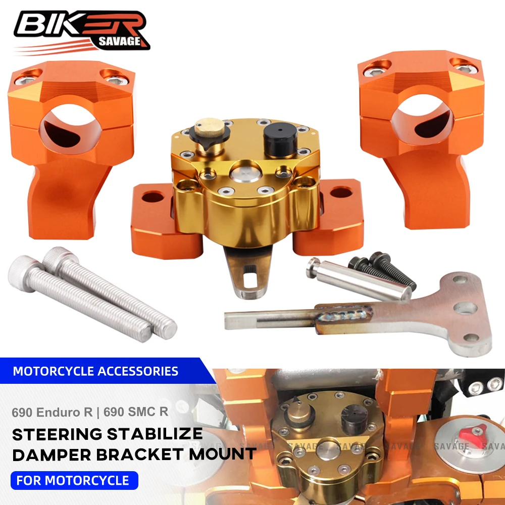 Steering Damper Stabilizer For 690 SMC R 690 Enduro R 2007-2023 Motorcycle Reversed Safe Handlebar Riser Clamp Bracket Mount Kit