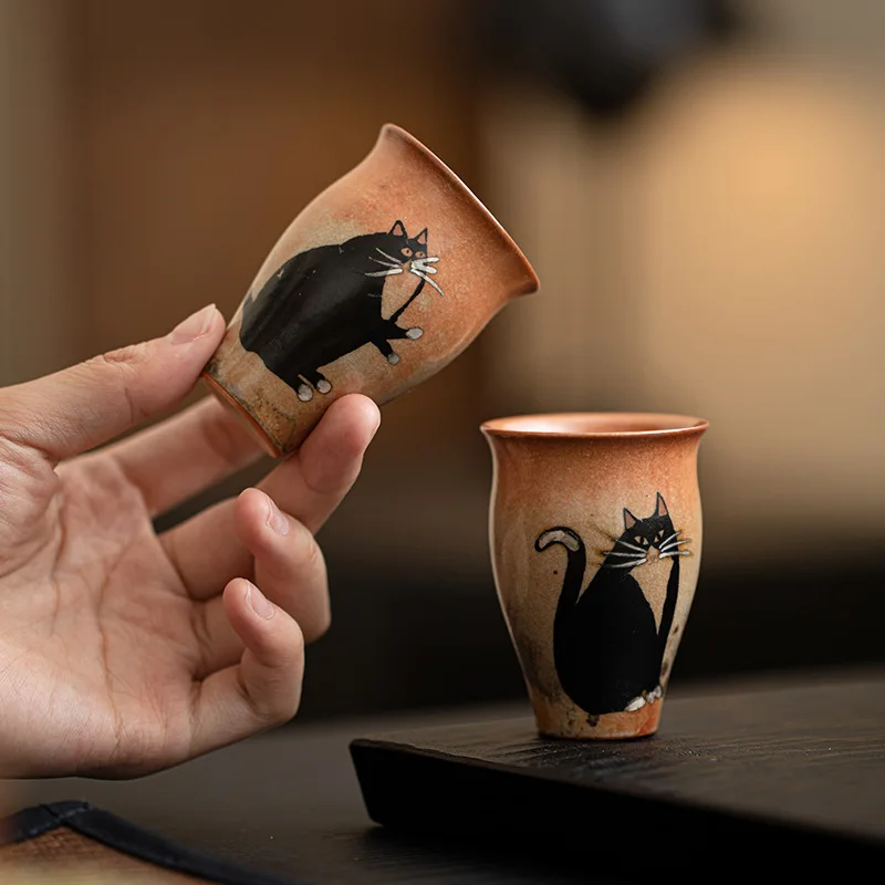 Style Kiln Change Retro Shino Cat Clear Ceramic Kung Fu Tea Smell Fragrance Small Master Single Cup