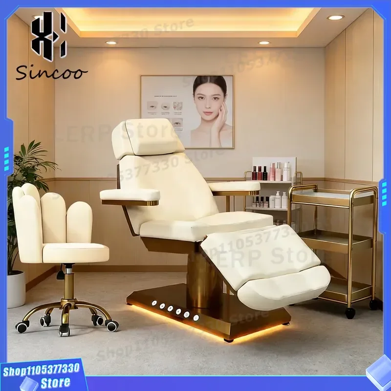 Modern Electric Massage Bed with Foot Control for Beauty Salon Spa Facial Tattoo Treatment Adjustable Comfortable Design 2025